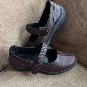 hotter Dark Brown Braided-Strap Mary Jane Clogs